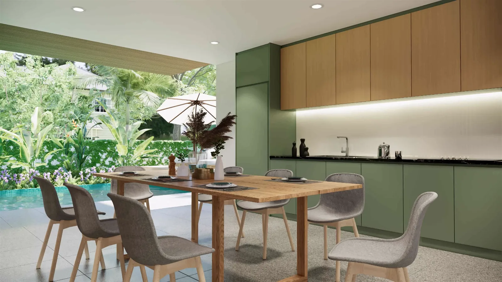 A kitchen and dining area ready for everyday life